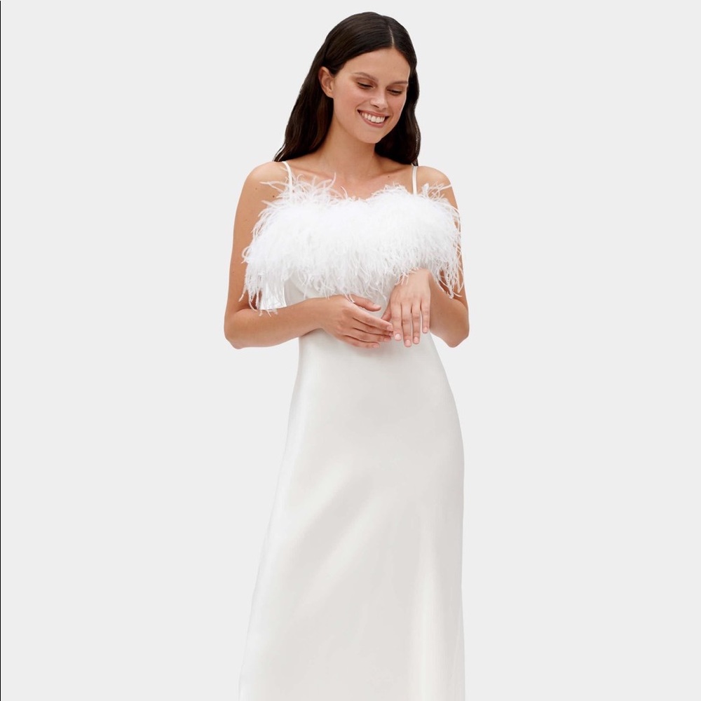 Sleeper Boheme Slip Dress with Feathers